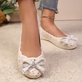 thumbnail image 6 of Ballet Flats for Women Lace Cutout Bow Slip-On Shoes Closed Toe Causal Breathable Flat Shoes, 41, 6 of 8