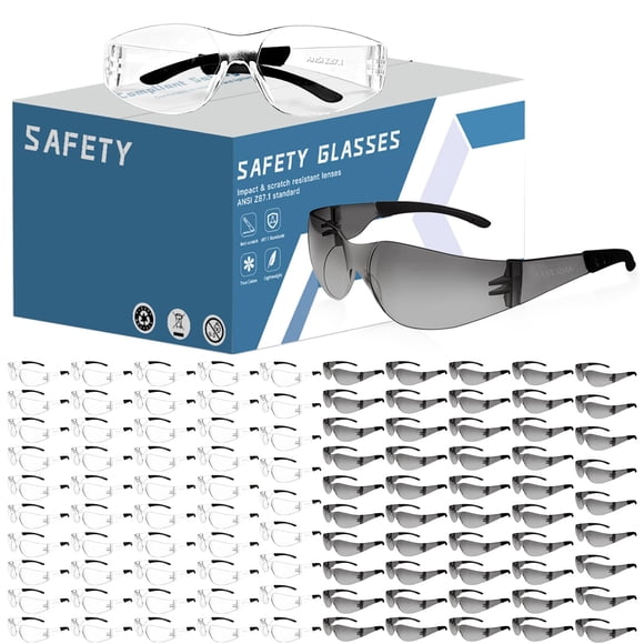 Gafas de seguridad AOOFFIV Clear Bulk 100 ANSI Z87.1 resistentes a los impactos