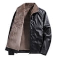 thumbnail image 4 of Mens Faux Leather Jackets Full Zipper Fleece Lined Fashion Motorcycle Casual Outerwear for Winter Black XL, 4 of 7