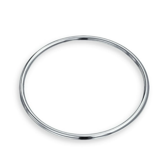 Bling Jewelry Womens Simple Stackable 3MM Polished Rounded Edge .925 Sterling Silver Bangle Bracelet