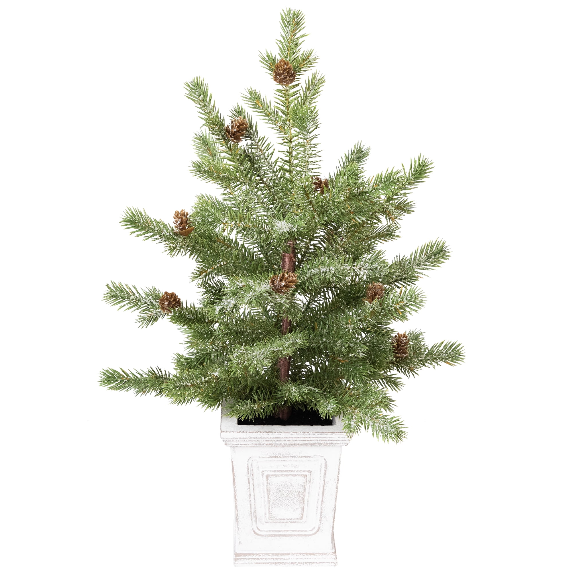 Northlight Lightly Flocked Pine Potted Artificial Christmas Tree with Pinecones - 22" - Unlit