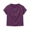 thumbnail image 5 of ClodeEU Women's Ruched Mock Neck Short Sleeve T-Shirt,Slim Fit Crew Neck Tee Purple,Women's Plus XXL, 5 of 6