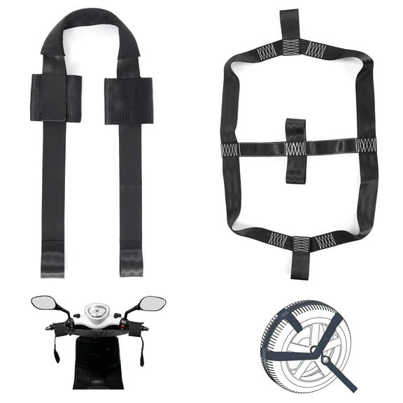 Motorcycle Rear Wheel Tie Down Strap and Bar Harness Handlebar, Universal Soft Loop Strap Wheel Transport Balance Tire Straps for Trailer Scotter and Motorcycle (Handlebar and Real Straps)