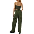 thumbnail image 5 of KOMOO Women Corduroy Wide Leg Pants Vintage High Waist Loose Trousers Solid Color Long Pants, 5 of 10