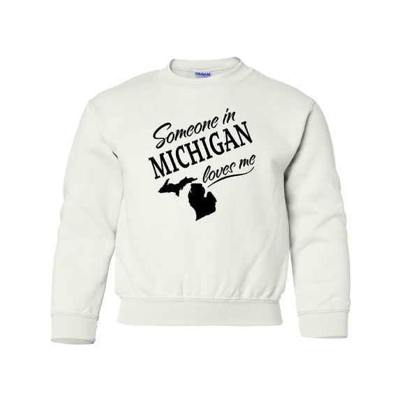 Inktastic Someone in Michigan Loves Me Youth Sweatshirt