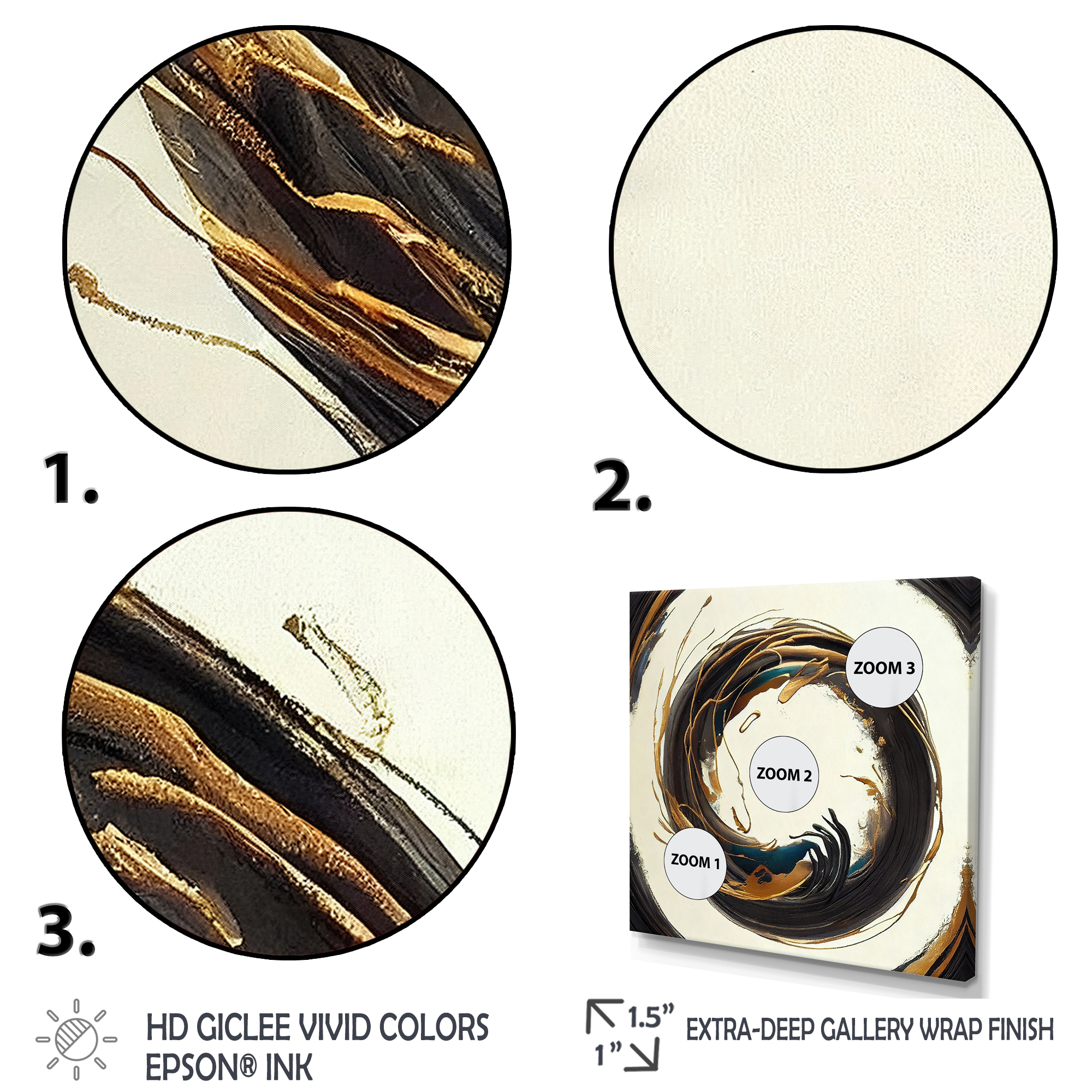 Designart Gold Glamour Circle 1 II Canvas Wall Art