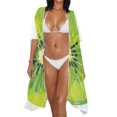 thumbnail image 3 of HELLHERO Kiwi Slice Women's Short Sleeved Beach Swimsuit Cover Up Vacation Vibe High Quality Fabrics Lightweight Long Kimono Swimsuit Cover Up, 3 of 6
