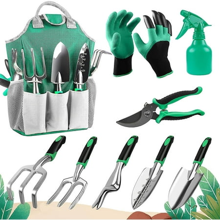 Garden Tools Set Water Boger - 9 Piece Gardening Tool Kit With Heavy ...