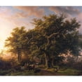 thumbnail image 2 of Barend Cornelis Koekkoek 23x20 Black Ornate Framed Double Matted Museum Art Print Titled: Forest Scene (1848), 2 of 5