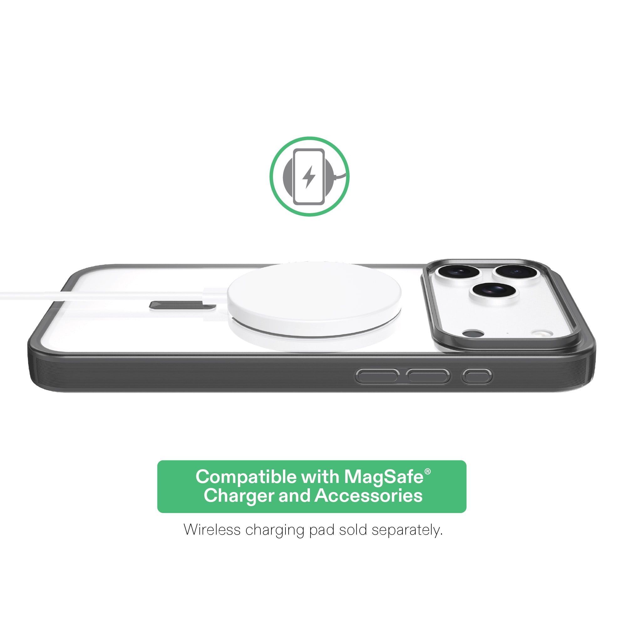 onn Phone Case for iPhone 18 Pro Max / 17 Pro Max, MagSafe Compatible - Clear/Metallic Gray