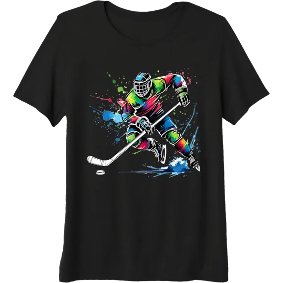 Colorful Ice Hockey Fan Player Tie Dye Color Splash Sports Premium Tri-Blend T-Shirt All Size S-5Xl
