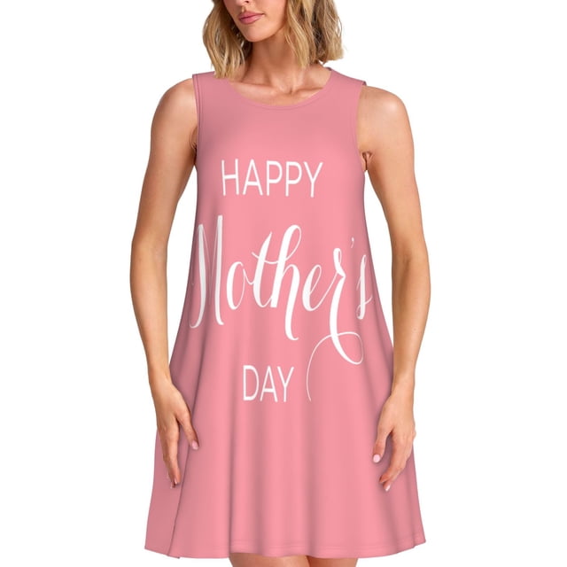 Disketp Happy Mother's Day para Vestido sin Mangas para Mujeres, Vestidos de Verano para Mujeres, Casual y Holgado para la Playa