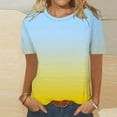 thumbnail image 2 of Womens Tops Trendy Plus Size Gradient Short Sleeve Shirts for Women Crew Neck Casual Loose Summer T-Shirts (Light Blue XXL), 2 of 4