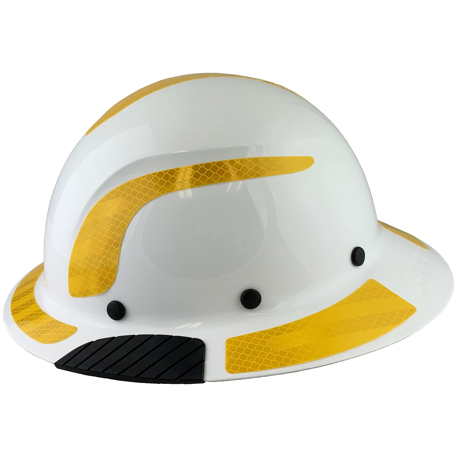 Lift Safety Helmet - Actual Carbon Fiber Full Brim Hard Hat - White with Yellow Reflective Decals with Hard Hat Tote Bag