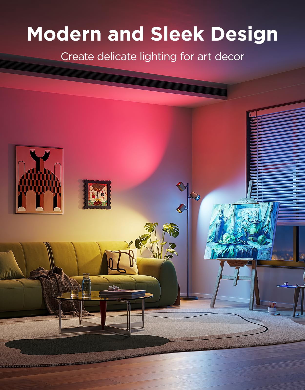Govee Tree Floor Lamp Compatible With Matter  3 Rotatable Lights Luminblend Technology Standing 64 Dynamic Scenes Music Sync Ideal For Living Room Bedroom Office