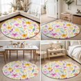 thumbnail image 4 of Round Rugs 4Ft, Boho Summer Floral Round Area Rug Washable Indoor Throw Carpet, Pink Yellow Wildflowers Leaves Rustic Soft Non Slip Circle Rug for Kitchen Nursery Room Home Decor Aesthetic, 4 of 8
