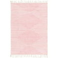 thumbnail image 1 of Unique Loom Chindi Cotton Geometric Striped Rug 4' x 6' Rectangle Pink/Ivory, 1 of 2