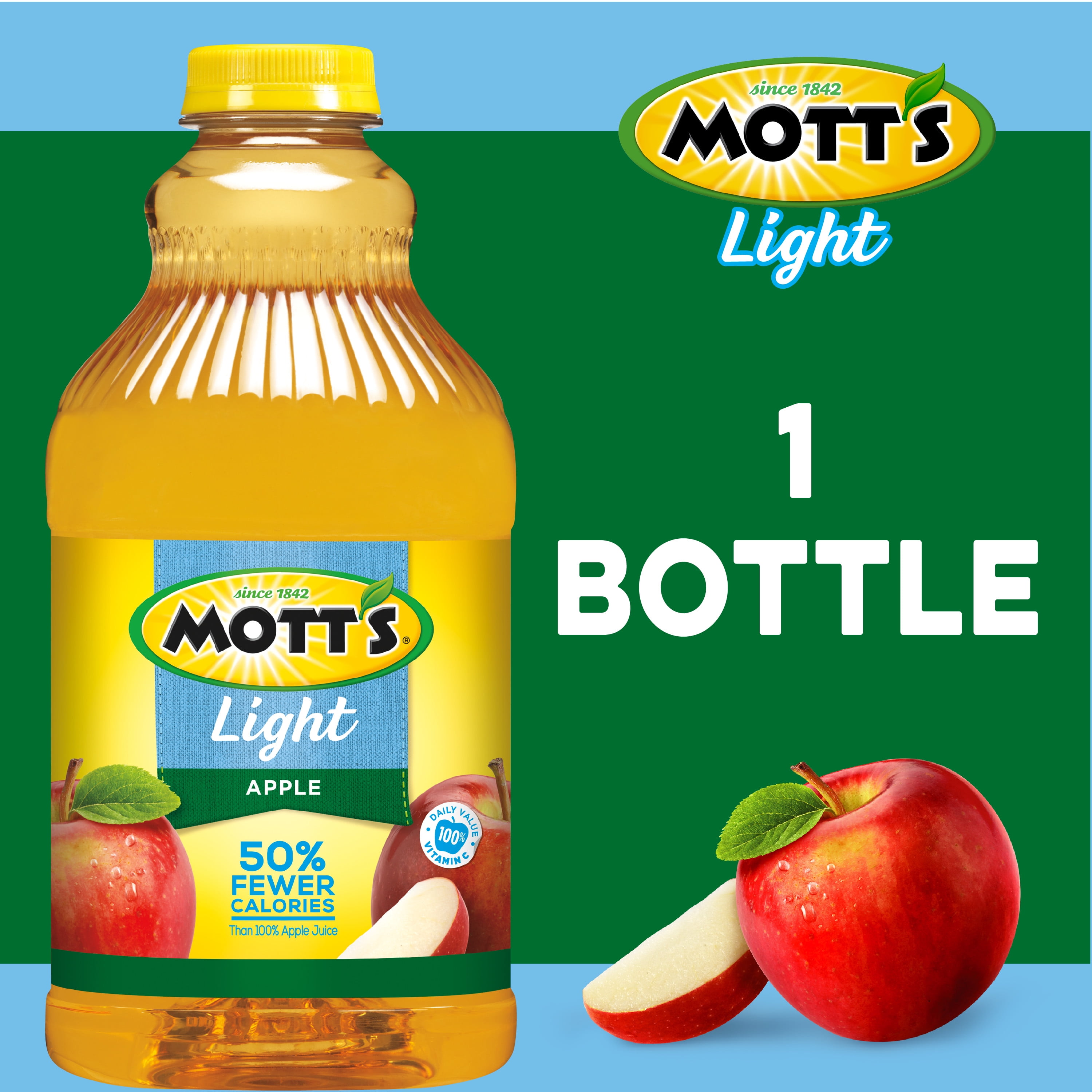 Motts Light Apple Juice, 64 Fluid Ounce Jug -- 8 per Case.