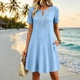 thumbnail image 6 of Helii Womens Embroidered Eyelet V Neck Short Sleeve A Line Dress with Pockets Lightweight Breathable Summer Swing Casual Loose Fit T Shirt Dress for Daily Vacation Beach Party 6 Colors, 6 of 8
