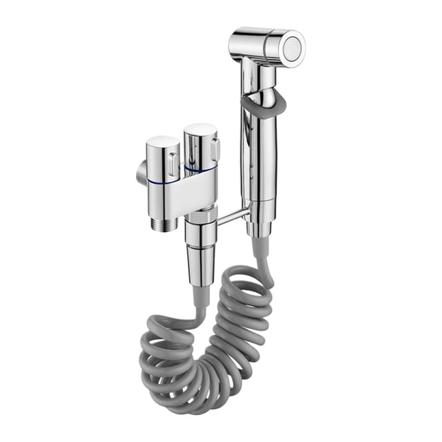 HLONK Toilet Faucet Splitter 2 Way Toilet Faucet Sprayer Kit 1 In 2 Out Control Two Out Double Control Washing Machine Faucet Toilet Triangle Hand Held Sprayer For Toilet