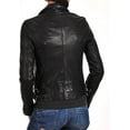 thumbnail image 2 of Women's Genuine Black Lambskin Leather Jacket Motorcycle Slim Fit Biker Jacket W662, 2 of 3