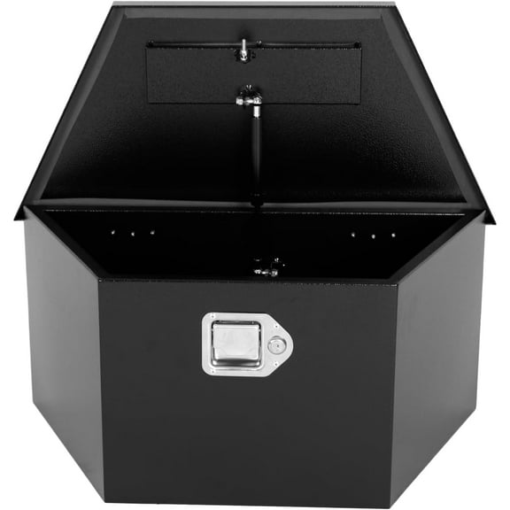 26.6"X13.6"X11.9" Tongue Truck Box Black Heavy Duty Steel Trailer Tongue Box Pick Up Truck Tool Box Storage Organizer w/Lock & Keys