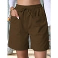 thumbnail image 5 of Omen Casual Shorts Drawstring Comfy Elastic Waist Shorts Summer Pull on Short with Pockets Coffee Color XL, 5 of 7