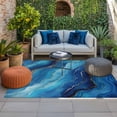 thumbnail image 2 of Navy Blue Marble Outdoor Rug for Patio/Deck/Porch, Non-Slip Large Area Rug 5 x 7 Ft, Abstract Ink Painting Modern Indoor Outdoor Rugs Washable Area Rugs, Reversible Camping Rug Carpet Runner, 2 of 8