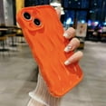 thumbnail image 4 of Water Ripple Pattern Case for iPhone 13 Soft TPU Shockproof Camera Protective Back Cover for Women Girl Curly Wave Frame Phone Case for iPhone 13 6.1 Inch Orange, 4 of 12