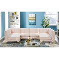 thumbnail image 3 of Meridian Furniture Alina Sectionnel Modulaire en Velours Rose, 3 of 11