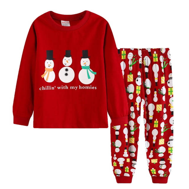AJIWYH Vêtements pour Garçons 5t, Pyjamas de Noël pour Enfants en Coton à Manches Longues Ensemble de Pyjamas Assortis pour les Fêtes Tout-Petits Garçons Filles Enfants Pyjamas de Noël Rouges, 3-4 Ans