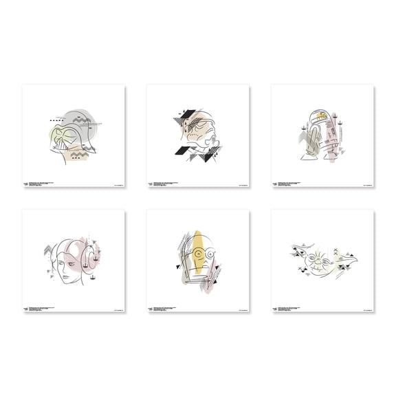 Gallery Pops Star Wars: Saga - Modern Art Wall Art Bundle (6-Pack), Unframed Version, 12" x 12"