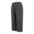 thumbnail image 2 of WGRFFH Pull On Capris for Women,Dressy Casual Stretch Lightweight Capri,Elastic High Waist Lounge Pants,Bermuda Short Knee Length Capri Pants with Pockets,Cotton Linen Pull-on Pants Black, 2 of 3