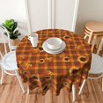 thumbnail image 5 of Thanksgiving Tablecloth, Fall Sunflower Pumpkin Round Tablecloth 60 Inch, Orange Buffalo Plaid Table Cloth for Rustic Farmhouse Kitchen Decor, Wipeable Polyester Fabric Table Cover for Holiday Party, 5 of 6