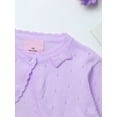 thumbnail image 4 of YUUMIN Girls Long Sleeve Knitted Cardigan Bolero Shrug Sweater Wedding Flower Girls Dress Cover Up Purple 120, 4 of 7