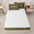 thumbnail image 4 of Castle Fairy Girls Vintage Cute Deer Zipper Full Size Comforter Sets with Fitted Sheet and 2 Pillowcases,Cartoon Mushroom Floral Zipper Bedding Set,Olive Brown White,Reversible,4pcs, 4 of 6