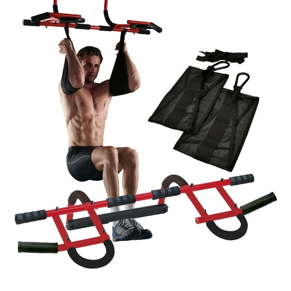 IBF Iron Body Fitness Multi-Functional Door Gym – Pull-Up/Chin-Up Bar with Ab Sling Straps – Multifunctional for Pull-Ups, Push-Ups, Sit-Ups and More