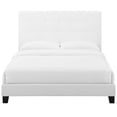 thumbnail image 4 of Contemporary Modern Urban Designer Bedroom Twin Size Platform Bed Frame, Fabric, White, 4 of 5