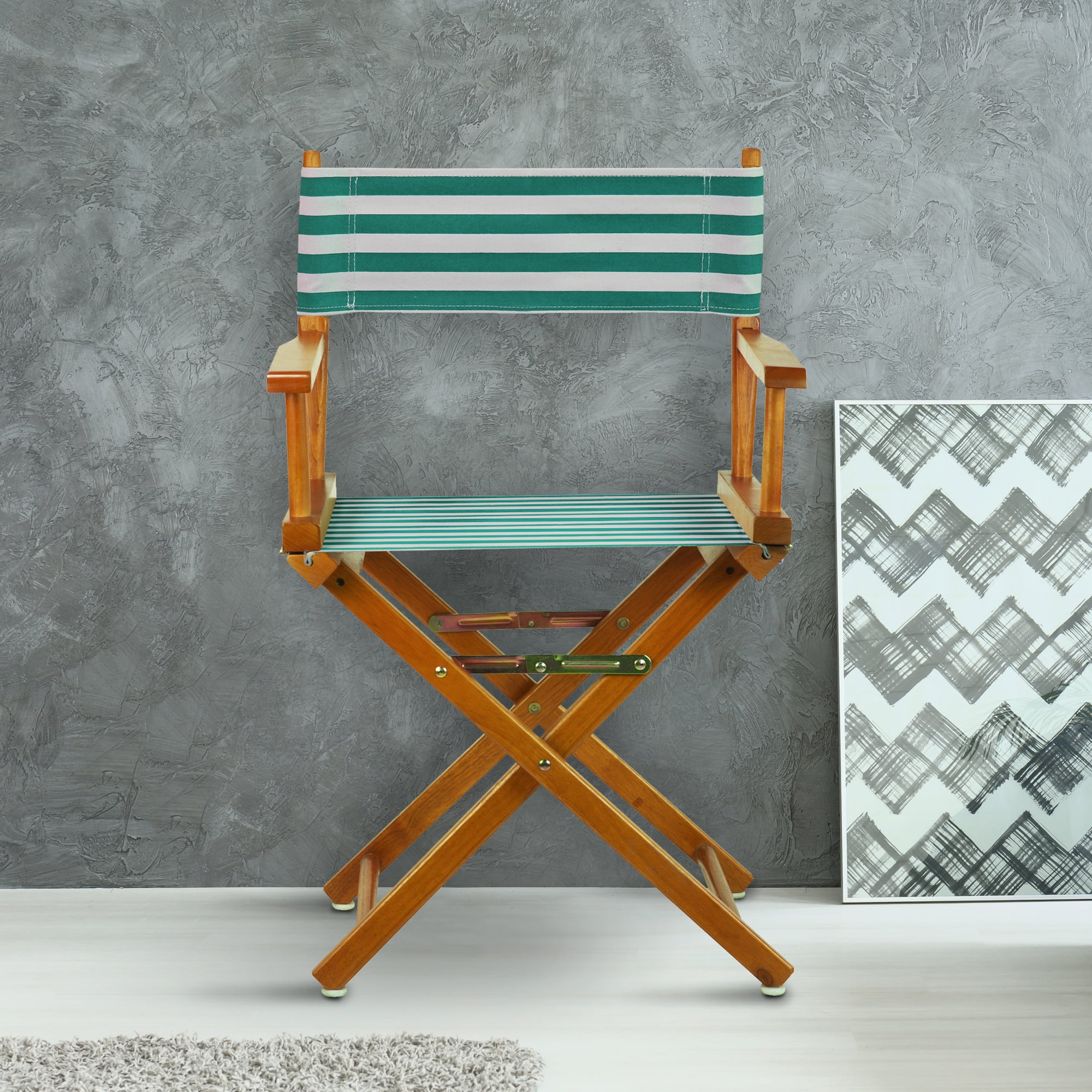 18" Director's Chair Honey Oak Frame-Teal Cabana