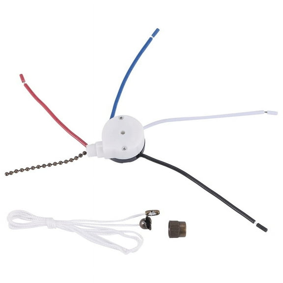 Ceiling Fan Switch Kit 3 Speed 4 Wire, Zipper Control Switch, ZE-208S Pull Wire with Rope Bronze