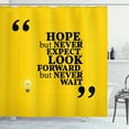 thumbnail image 1 of Hope Shower Curtain, Message in Quotation Marks with Square Frame on Yellow Backdrop, Fabric Bathroom Set with Hooks, 69W X 75L Inches Long, Yellow Pale Yellow and Black, by Ambesonne, 1 of 3