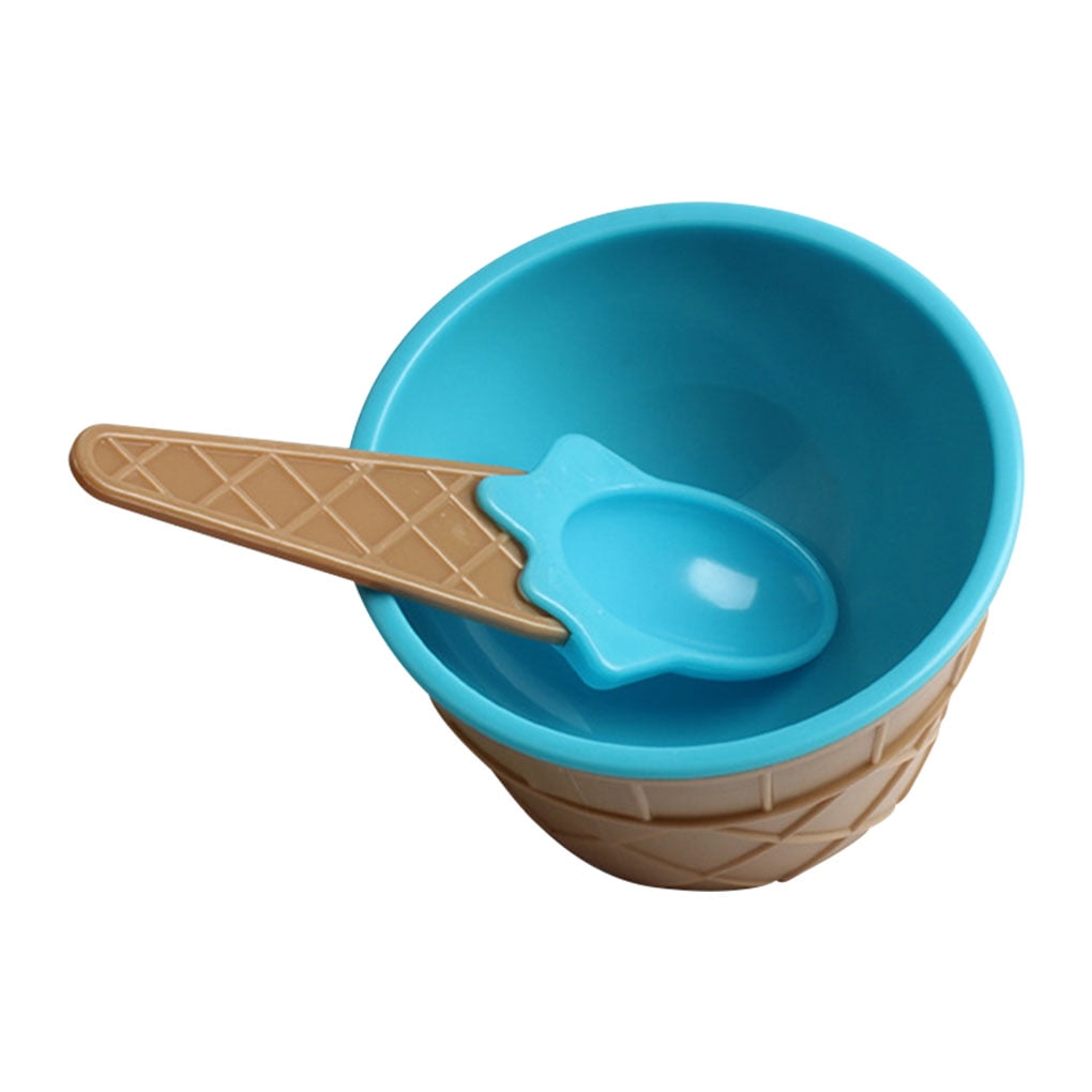 blue VWH Kids Ice Cream Bowls Ice Cream Cup Couples Bowl Gifts Dessert With Spoon 