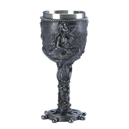 

Stone-Look Old World Goblet with Nautical Mermaid Design
