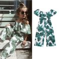 thumbnail image 1 of Combinaison Fille Tout-Petit Mode Imprimé Feuille Verte Tenues d'Été, 1 of 5