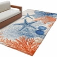 thumbnail image 2 of Summer Ocean Washable Area Rugs 4'x6', Vintage Nautical Sea Orange Blue Starfish Corals Seashell Low Pile Throw Living Room Rug Non-Slip Sturdy Edge Binding Carpet for Indoor Entryway Bedside Kitchen, 2 of 9
