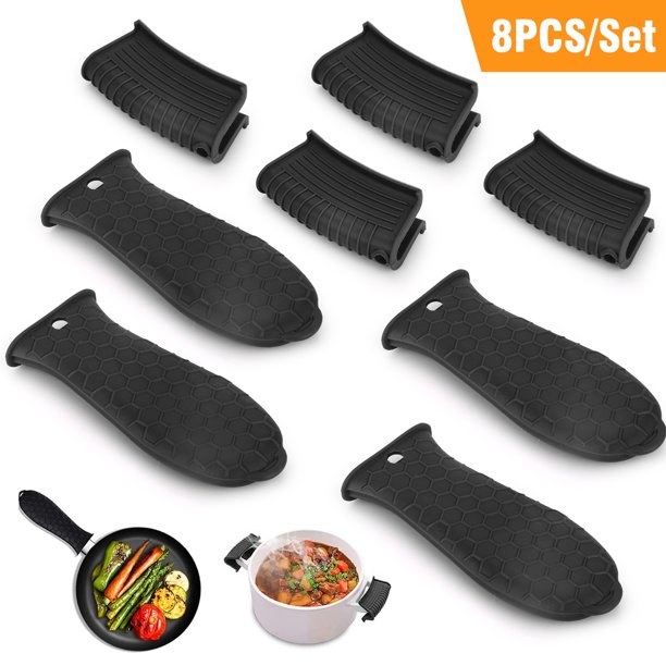 Yunnyp 8Pcs Pot Grip Handle Sleeves Set AntiScalding Silicone Pot