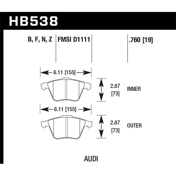 Hawk 2009-2009 Audi A4 Cabriolet HPS 5.0 Front Brake Pads
