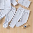 thumbnail image 6 of CAUYDY Preemie Girls Outfits Newborn Boys Fall Winter Clothes Baby Layette Long Sleeve Shirt Warm Hat 2Pants Bib 5Pcs Cotton Set for Unisex Infant Sizes 0-3 Months,Blue, 6 of 6