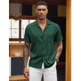 thumbnail image 3 of COOFANDY Mens Cuban Shirt Short Sleeve Button Down Shirts Summer Beach Wedding Shirt Regular Fit, 3 of 6