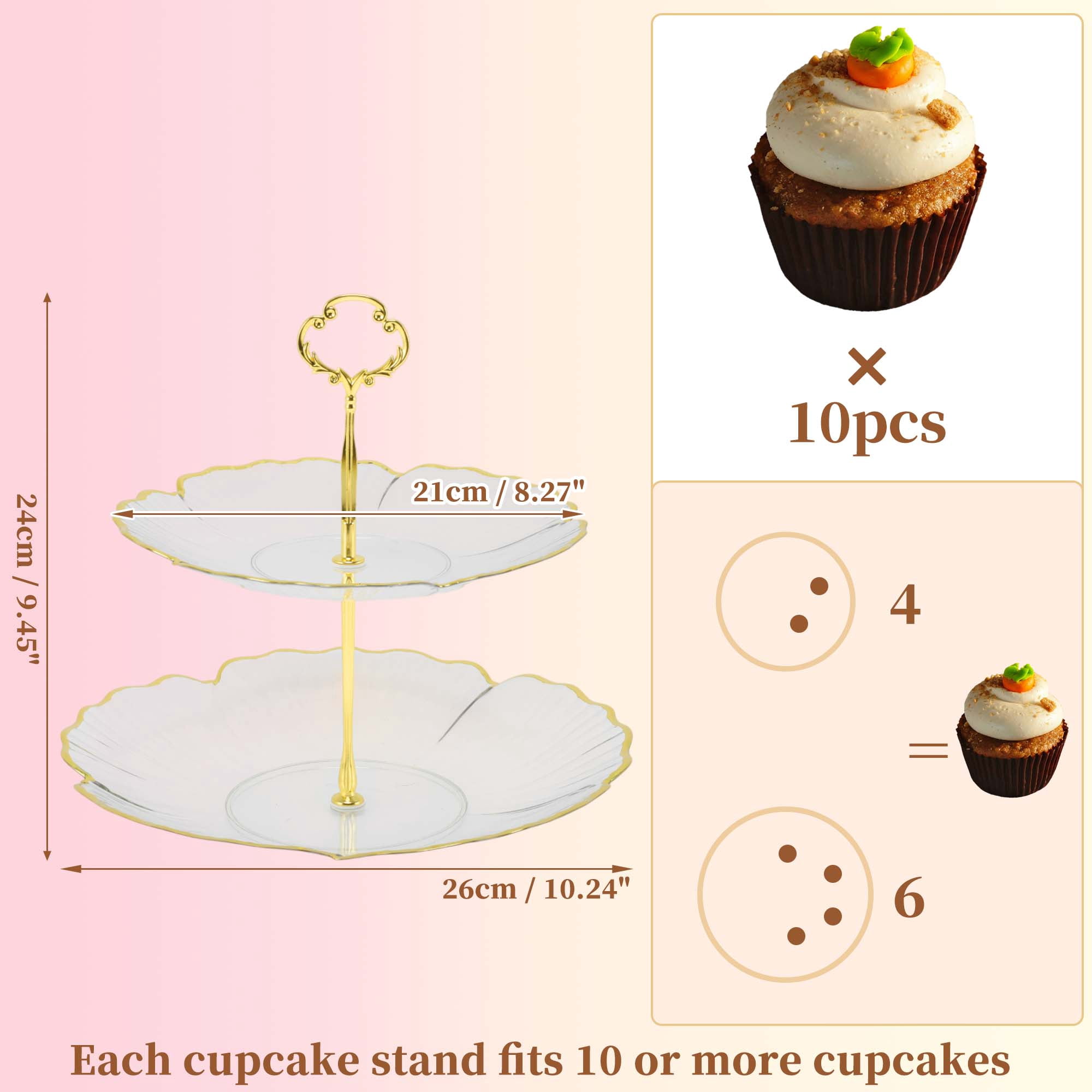 Unique Bargains 2 Tier Dessert Cupcake Stand Holder with Five Petals Design Clear